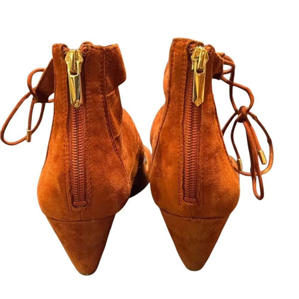 Sam Edelman Cinnamon Rust Santina Wedge Gladiator Lace Up Sandals Size 9.5
